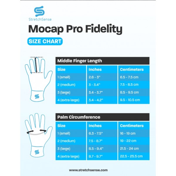taille Mocap Pro Fidelity Glove